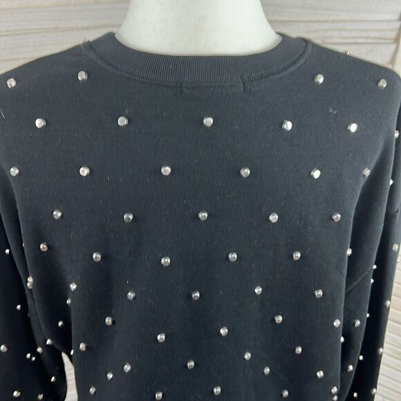 3/$25 AQUA Silver Studded Cropped Sweatshirt Sweater Medium - Picture 9 of 14